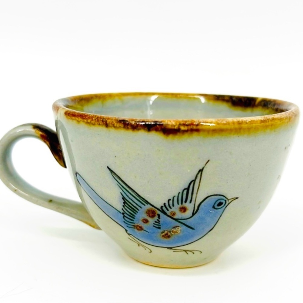 Ken Edwards El Palomar Pottery
Coffee Tea Cup Mug Tonala Mexico Blue Bird Floral